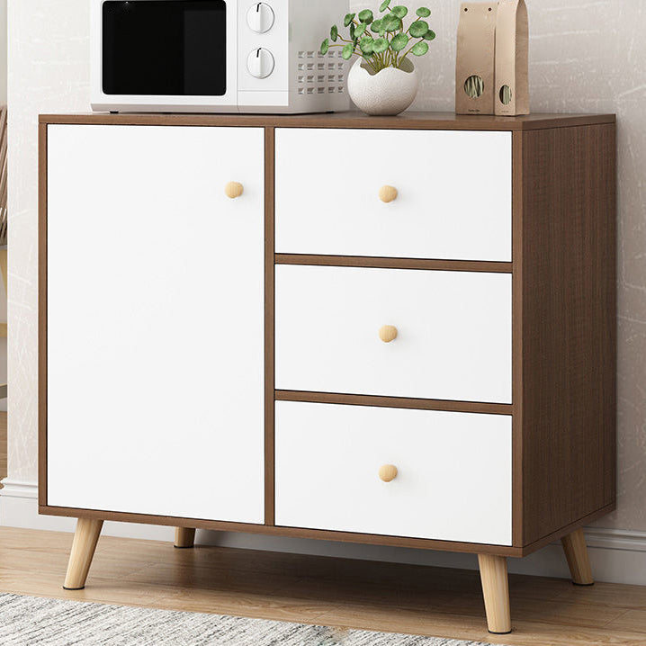 Contemporary Style Sideboard Engineered Wood Dining Sideboard with Storage 31"L x 12"W x 31"H White-Brown Clearhalo 'buffet_sideboard' 'Buffets & Sideboards' 'furn' 'furn_buffet_sideboard' 'Furniture' 'Kitchen & Dining Furniture' 5159035