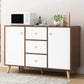 Contemporary Style Sideboard Engineered Wood Dining Sideboard with Storage 47"L x 12"W x 31"H White-Brown Clearhalo 'buffet_sideboard' 'Buffets & Sideboards' 'furn' 'furn_buffet_sideboard' 'Furniture' 'Kitchen & Dining Furniture' 5159040