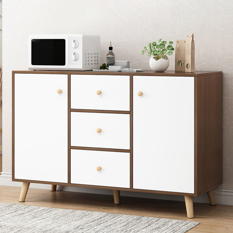 Contemporary Style Sideboard Engineered Wood Dining Sideboard with Storage 47"L x 12"W x 31"H White-Brown Clearhalo 'buffet_sideboard' 'Buffets & Sideboards' 'furn' 'furn_buffet_sideboard' 'Furniture' 'Kitchen & Dining Furniture' 5159040
