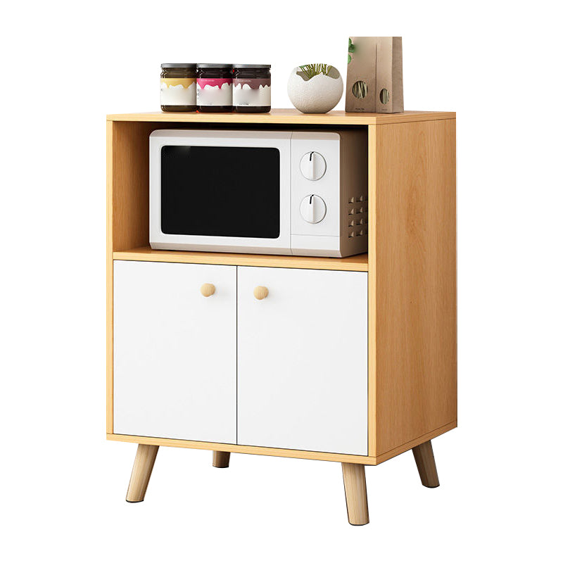 Contemporary Style Sideboard Engineered Wood Dining Sideboard with Storage 24"L x 12"W x 31"H Natural Wood White Clearhalo 'buffet_sideboard' 'Buffets & Sideboards' 'furn' 'furn_buffet_sideboard' 'Furniture' 'Kitchen & Dining Furniture' 5159041