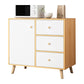 Contemporary Style Sideboard Engineered Wood Dining Sideboard with Storage 31"L x 12"W x 31"H Natural Wood White Clearhalo 'buffet_sideboard' 'Buffets & Sideboards' 'furn' 'furn_buffet_sideboard' 'Furniture' 'Kitchen & Dining Furniture' 5159043