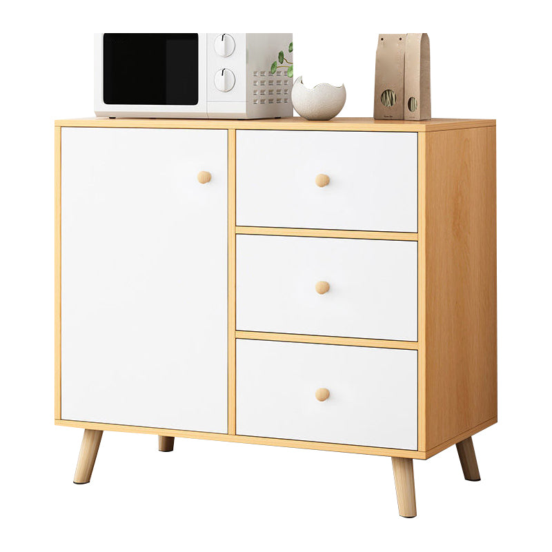Contemporary Style Sideboard Engineered Wood Dining Sideboard with Storage 31"L x 12"W x 31"H Natural Wood White Clearhalo 'buffet_sideboard' 'Buffets & Sideboards' 'furn' 'furn_buffet_sideboard' 'Furniture' 'Kitchen & Dining Furniture' 5159043