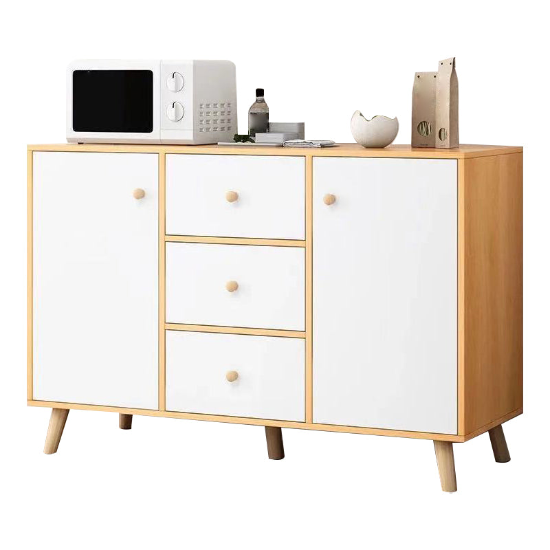 Contemporary Style Sideboard Engineered Wood Dining Sideboard with Storage 47"L x 12"W x 31"H Natural Wood White Clearhalo 'buffet_sideboard' 'Buffets & Sideboards' 'furn' 'furn_buffet_sideboard' 'Furniture' 'Kitchen & Dining Furniture' 5159048