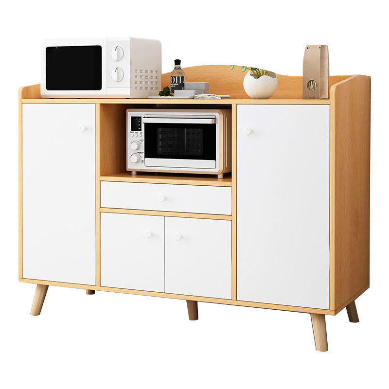 Contemporary Style Sideboard Engineered Wood Dining Sideboard with Storage 47"L x 12"W x 38"H Natural Wood White Clearhalo 'buffet_sideboard' 'Buffets & Sideboards' 'furn' 'furn_buffet_sideboard' 'Furniture' 'Kitchen & Dining Furniture' 5159049
