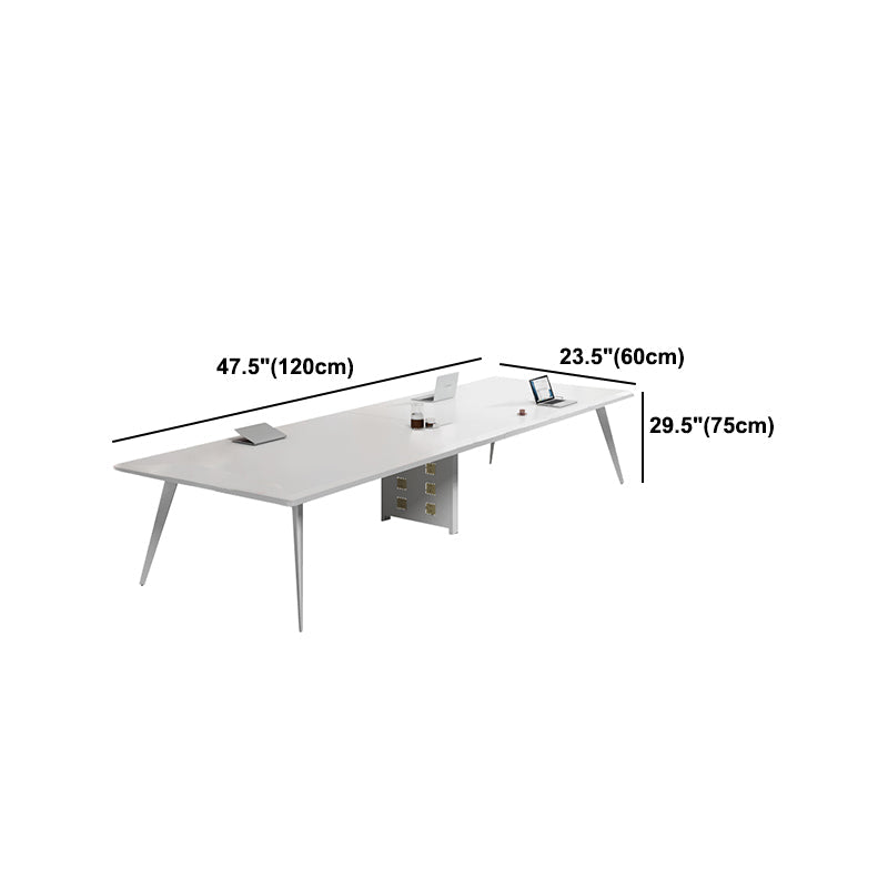 White Manufactured Wood Rectangular Desk Modern Cable Management Office Desk Clearhalo 'furn' 'furn_office_desk' 'Furniture' 'Office Desks' 'Office Furniture' 'office_desk' 5159272