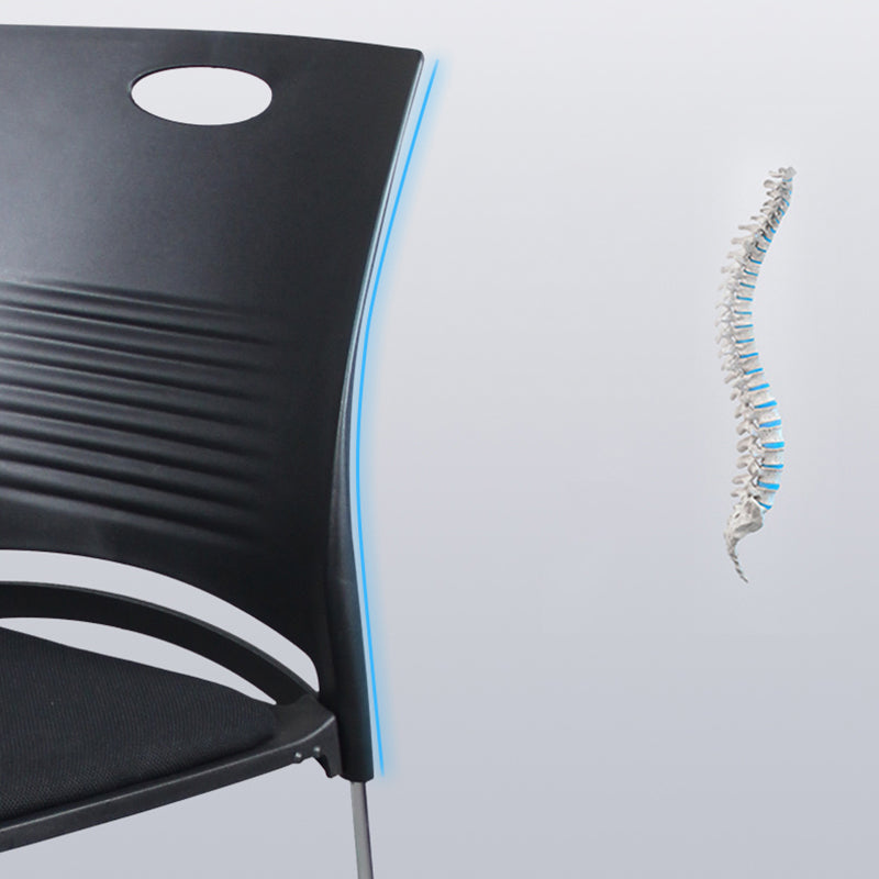 Silla de conferencia de marco de acero plateado silla de soporte lumbar lumbar