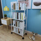 Modern Steel Bookshelf with Wheels Open Bookcase for Living Room