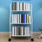 Modern Steel Bookshelf with Wheels Open Bookcase for Living Room