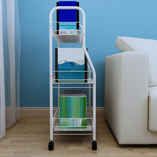 Moderne stalen boekenplank met wielen open boekenkast voor woonkamer