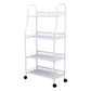 Modern Steel Bookshelf with Wheels Open Bookcase for Living Room