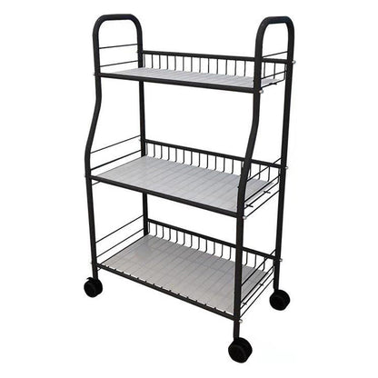 Modern Steel Bookshelf with Wheels Open Bookcase for Living Room