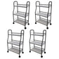 Modern Steel Bookshelf with Wheels Open Bookcase for Living Room