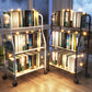 Modern Steel Bookshelf with Wheels Open Bookcase for Living Room