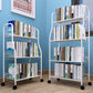 Modern Steel Bookshelf with Wheels Open Bookcase for Living Room