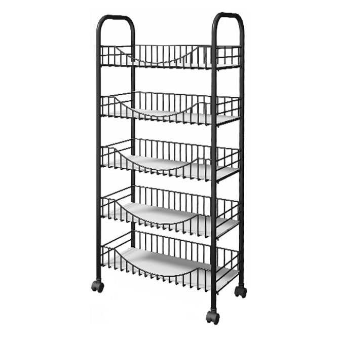 Modern Steel Bookcase with Wheels Open Bookshelf for any Room
