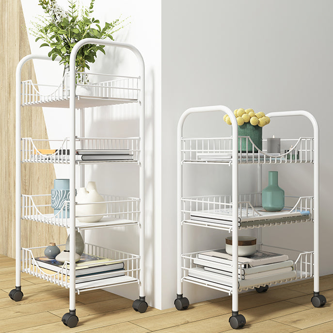 Modern Steel Bookcase with Wheels Open Bookshelf for any Room