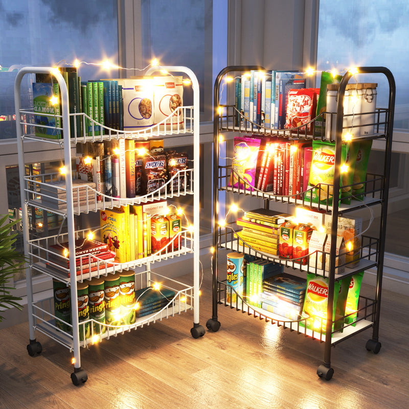 Modern Steel Bookcase with Wheels Open Bookshelf for any Room