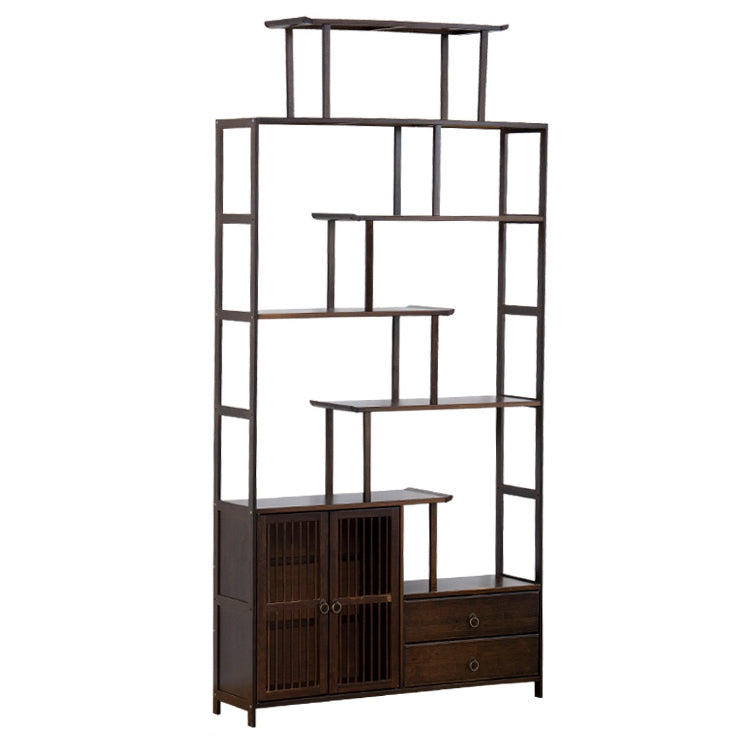 Espresso Shelf Bookcase with Doors Open Back Bookshelf for Office