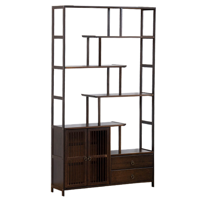 Espresso Shelf Bookcase with Doors Open Back Bookshelf for Office