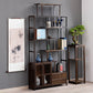 Espresso Shelf Bookcase with Doors Open Back Bookshelf for Office