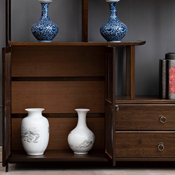 Espresso Shelf Bookcase with Doors Open Back Bookshelf for Office