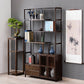 Espresso Shelf Bookcase with Doors Open Back Bookshelf for Office