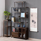 Espresso Shelf Bookcase with Doors Open Back Bookshelf for Office