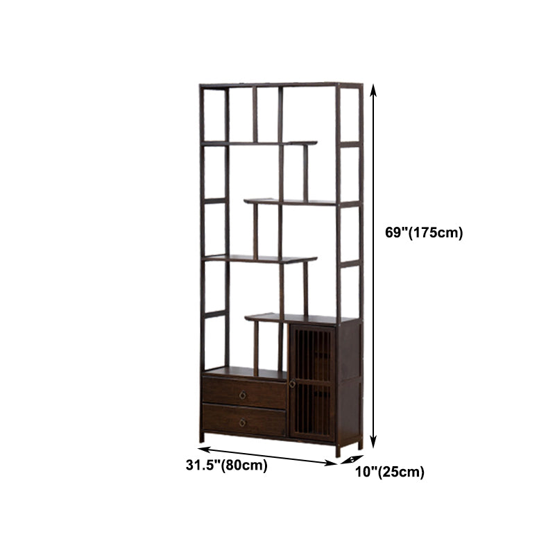 Espresso Shelf Bookcase with Doors Open Back Bookshelf for Office