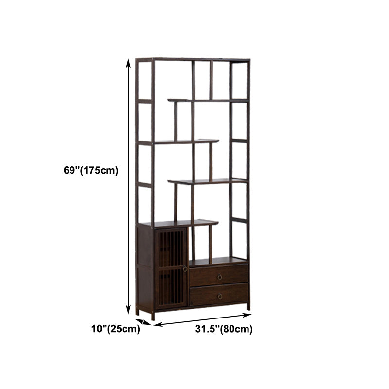 Espresso Shelf Bookcase with Doors Open Back Bookshelf for Office