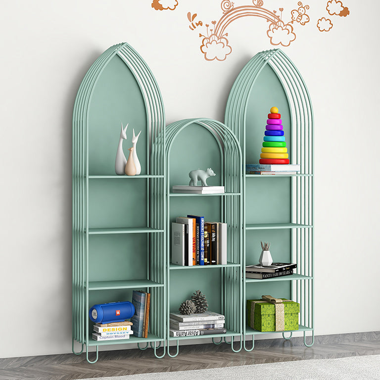 Modern Metal Bookcase Standard Closed Back Vertical Bookshelf for Home