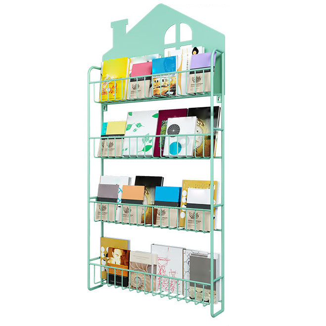 Contemporary Metal Bookcase Wall Mounted Closed Back Bookshelf for Home Office