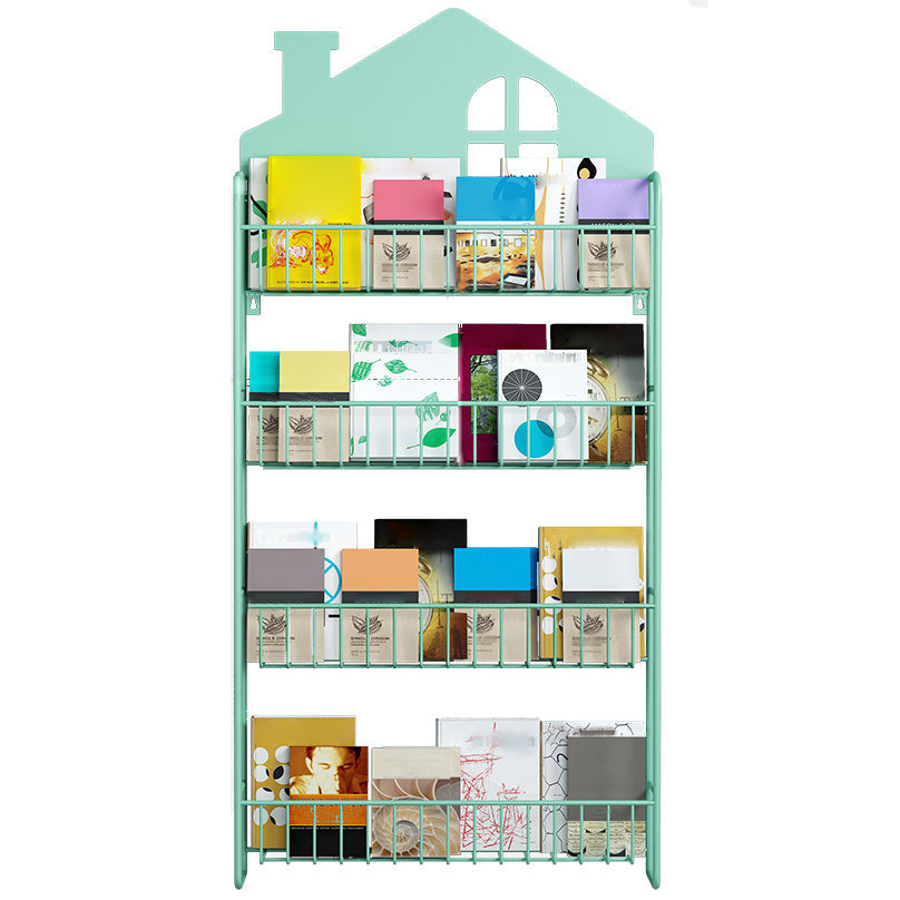 Contemporary Metal Bookcase Wall Mounted Closed Back Bookshelf for Home Office