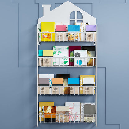 Contemporary Metal Bookcase Wall Mounted Closed Back Bookshelf for Home Office