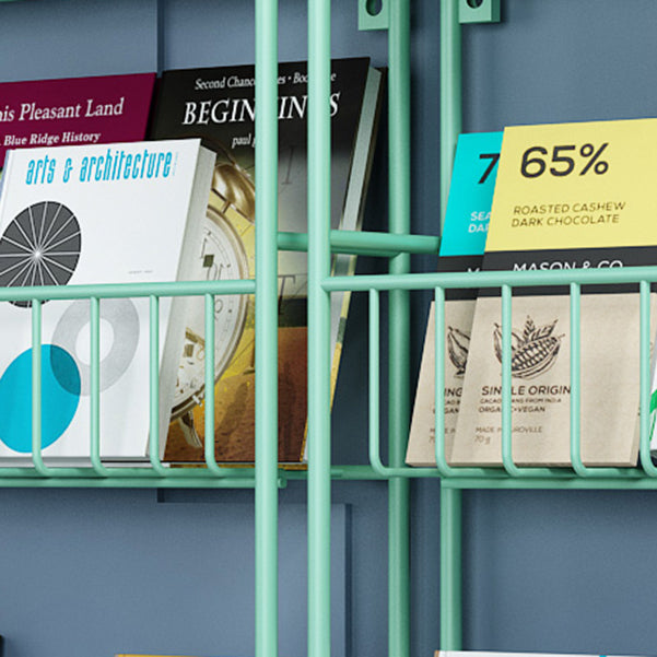 Contemporary Metal Bookcase Wall Mounted Closed Back Bookshelf for Home Office