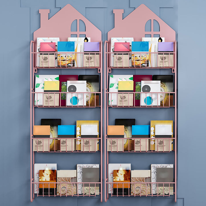 Contemporary Metal Bookcase Wall Mounted Closed Back Bookshelf for Home Office