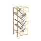 Metal Vertical Geometric Bookcase Contemporary Style Closed Back Shelf 15.7"L x 9.4"W x 41.3"H Gold Clearhalo 'Bookcases' 'furn' 'furn_bookcases' 'Furniture' 'Office Furniture' 5160014