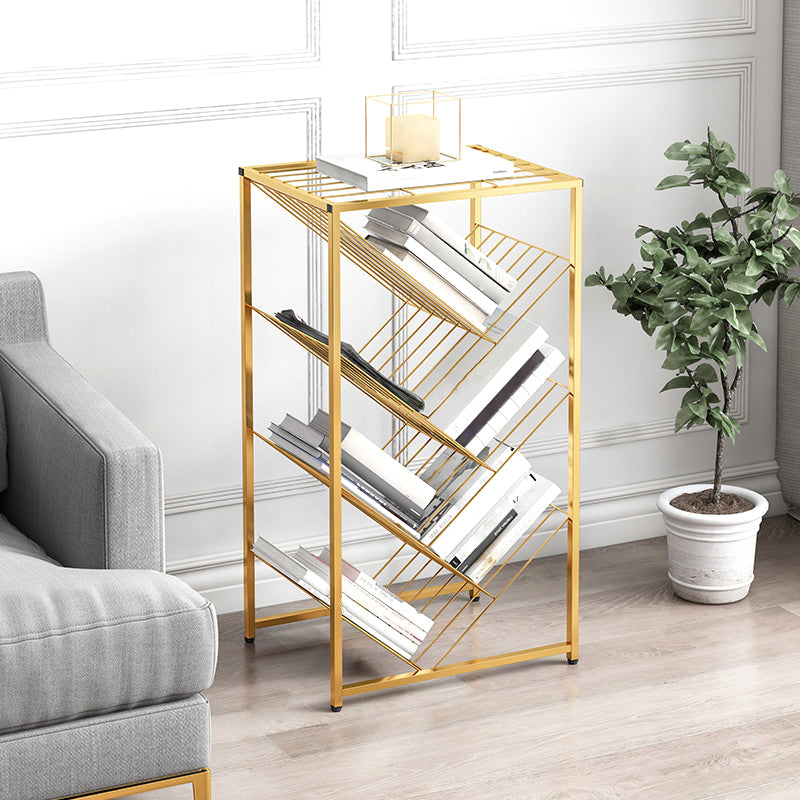 Metal Vertical Geometric Bookcase Contemporary Style Closed Back Shelf Clearhalo 'Bookcases' 'furn' 'furn_bookcases' 'Furniture' 'Office Furniture' 5160015
