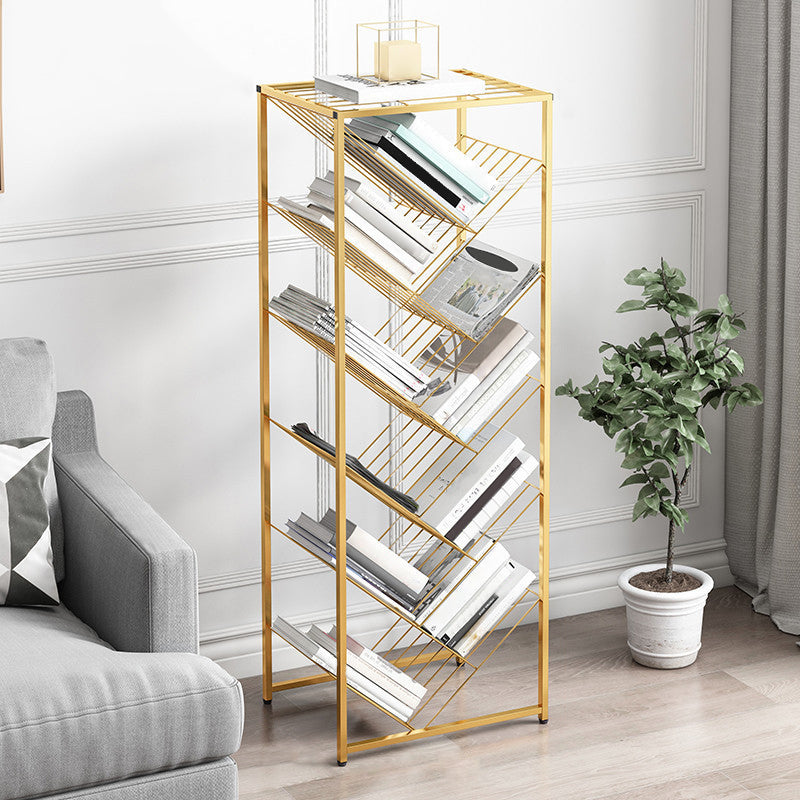 Metal Vertical Geometric Bookcase Contemporary Style Closed Back Shelf Clearhalo 'Bookcases' 'furn' 'furn_bookcases' 'Furniture' 'Office Furniture' 5160017