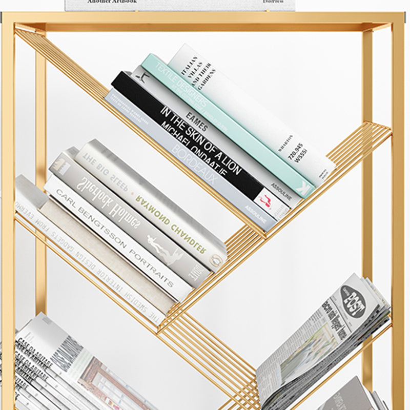 Metal Vertical Geometric Bookcase Contemporary Style Closed Back Shelf Clearhalo 'Bookcases' 'furn' 'furn_bookcases' 'Furniture' 'Office Furniture' 5160020