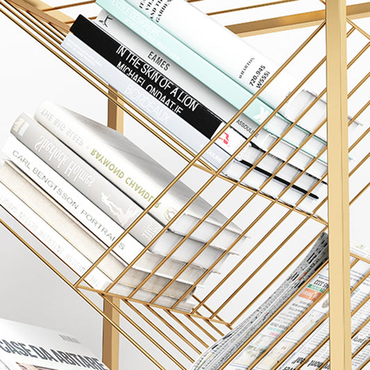 Metal Vertical Geometric Bookcase Contemporary Style Closed Back Shelf Clearhalo 'Bookcases' 'furn' 'furn_bookcases' 'Furniture' 'Office Furniture' 5160021