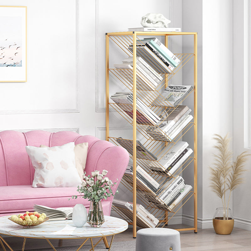 Metal Vertical Geometric Bookcase Contemporary Style Closed Back Shelf Clearhalo 'Bookcases' 'furn' 'furn_bookcases' 'Furniture' 'Office Furniture' 5160023
