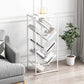 Metal Vertical Geometric Bookcase Contemporary Style Closed Back Shelf 15.7"L x 9.4"W x 41.3"H White Clearhalo 'Bookcases' 'furn' 'furn_bookcases' 'Furniture' 'Office Furniture' 5160025