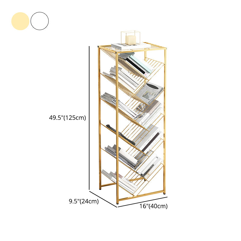 Metal Vertical Geometric Bookcase Contemporary Style Closed Back Shelf Clearhalo 'Bookcases' 'furn' 'furn_bookcases' 'Furniture' 'Office Furniture' 5160027