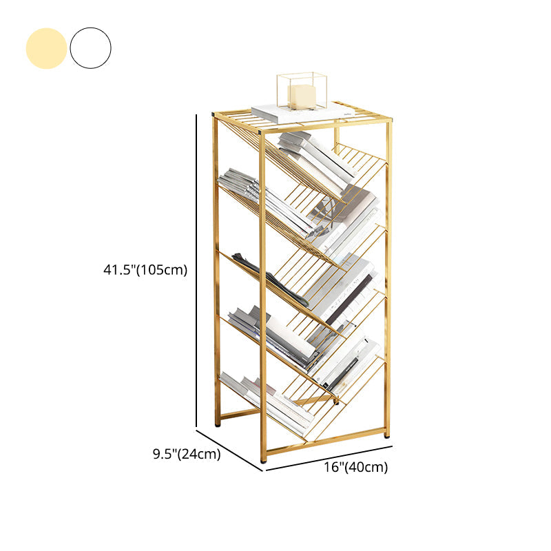 Metal Vertical Geometric Bookcase Contemporary Style Closed Back Shelf Clearhalo 'Bookcases' 'furn' 'furn_bookcases' 'Furniture' 'Office Furniture' 5160028