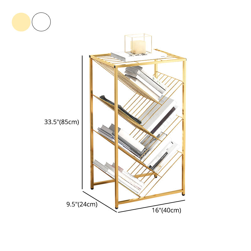 Metal Vertical Geometric Bookcase Contemporary Style Closed Back Shelf Clearhalo 'Bookcases' 'furn' 'furn_bookcases' 'Furniture' 'Office Furniture' 5160029