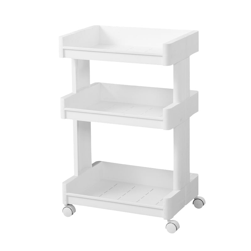 Plastic Geometric Bookcase Contemporary Style Open Back Shelf with Wheels