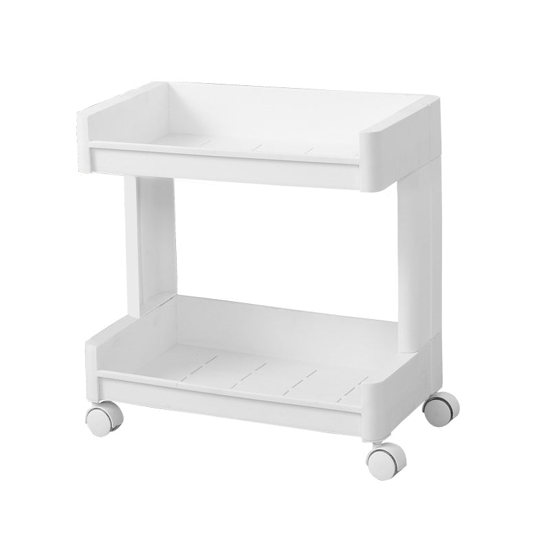 Plastic Geometric Bookcase Contemporary Style Open Back Shelf with Wheels