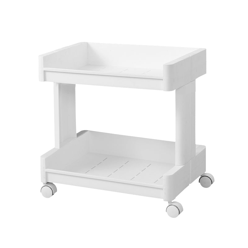 Plastic Geometric Bookcase Contemporary Style Open Back Shelf with Wheels