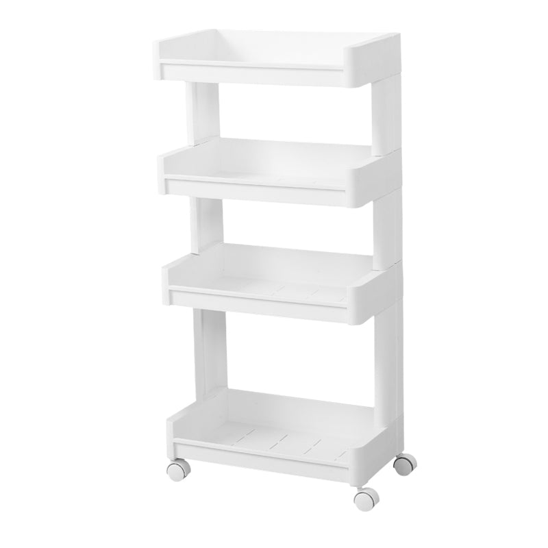 Plastic Geometric Bookcase Contemporary Style Open Back Shelf with Wheels