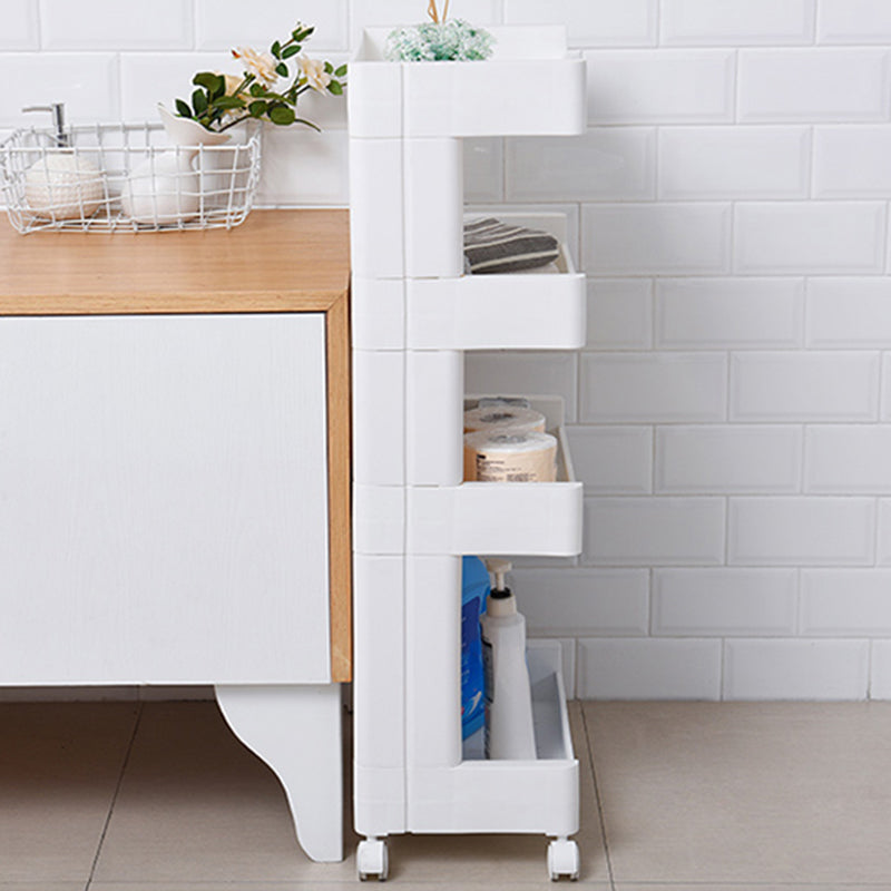 Plastic Geometric Bookcase Contemporary Style Open Back Shelf with Wheels